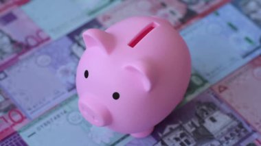 Bir domuz kumbarası depolama, biriktirme ve finansal kaynaklar biriktirme konsepti olarak kullanılıyor. Tasarımınız için bir kumbara.