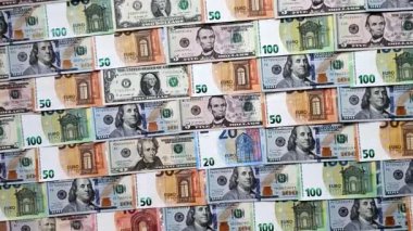 Euro ve dolar banknotları, döviz, satış, ekonomik tarifeler ve vergiler ve vergiler. Tasarımınız için arka plan olarak Euro ve dolar