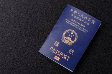 Hong Kong pasaportu, seyahat, boş zaman ve iş belgesi. Tasarımınız için Hong Kong pasaportu.