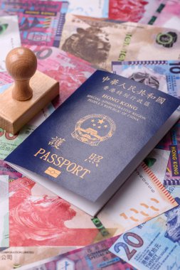 Hong Kong pasaportu, seyahat, boş zaman ve iş belgesi. Tasarımınız için Hong Kong pasaportu.