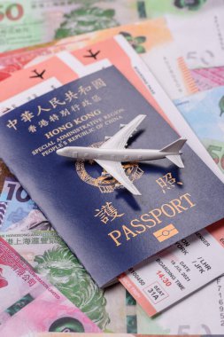 Hong Kong pasaportu, seyahat, boş zaman ve iş belgesi. Tasarımınız için Hong Kong pasaportu.