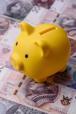 Bir domuz kumbarası depolama, biriktirme ve finansal kaynaklar biriktirme konsepti olarak kullanılıyor. Tasarımınız için bir kumbara.