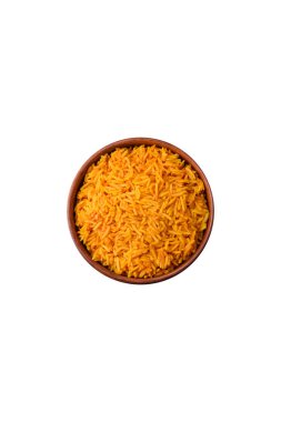 Kabsa ya da Haneeth, pirinç, tavuk, tuz ve baharatlı bir Arap yemeği. Kabsa ya da Haneeth tasarımı için gıda arka planı olarak kullanılacak.