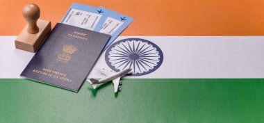 Hint pasaportu, seyahat, boş zaman ve iş belgesi. Tasarımınız için Hindistan pasaportu bir seyahat arka planı olarak