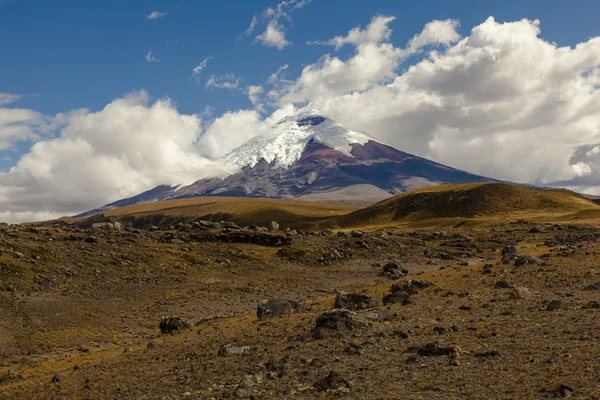 Volcán Cotopaxi y colinas pedregosas — Foto de Stock