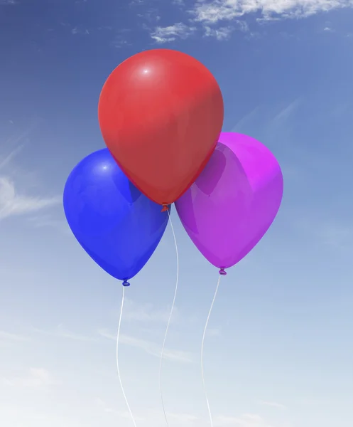Πολύχρωμα μπαλόνια κατά ένα καλοκαιρινό ουρανό. — Φωτογραφία Αρχείου