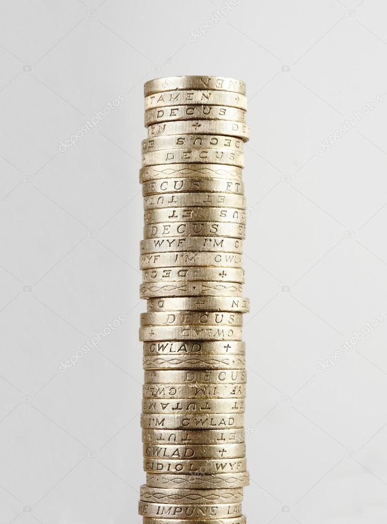 Pile of UK pound coins