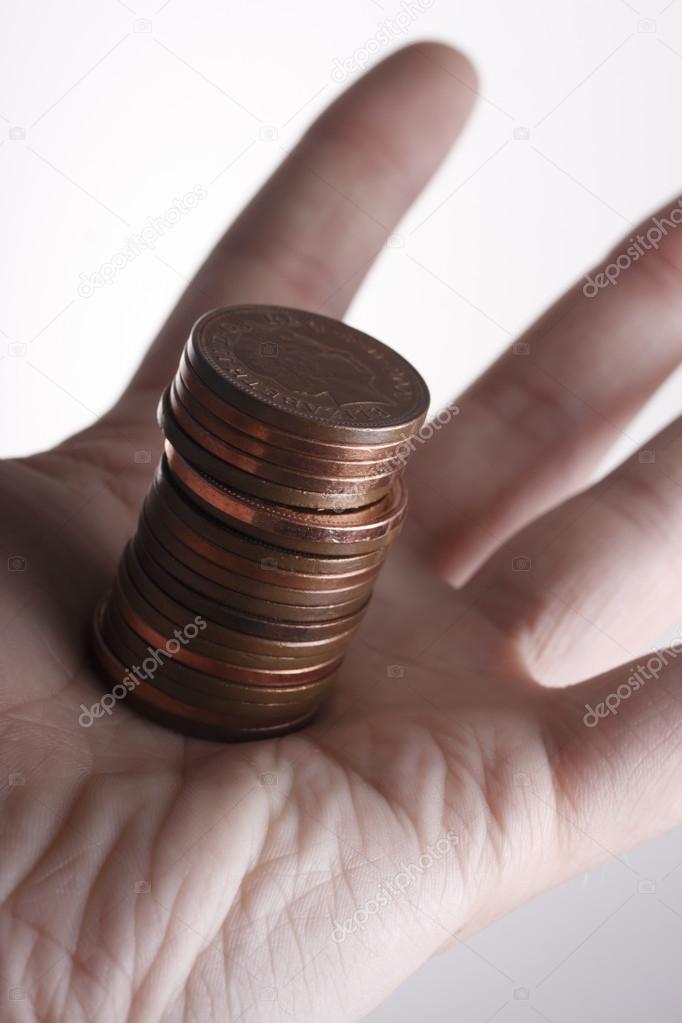 Man holding coins