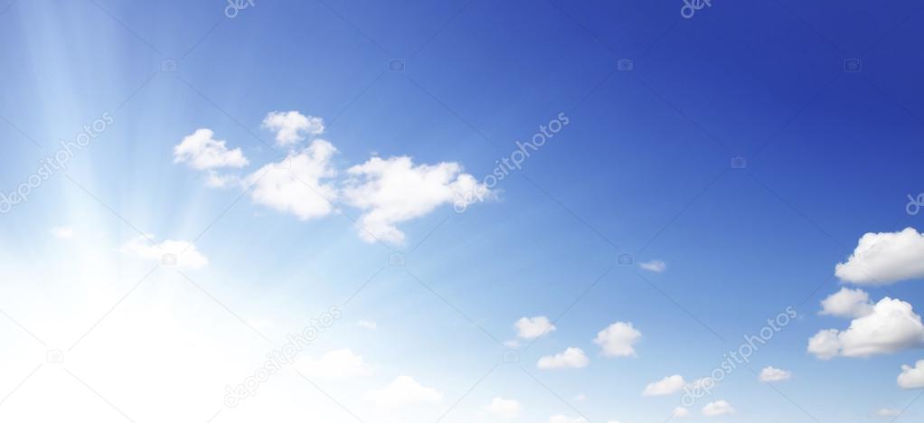 Clear blue sky with rays