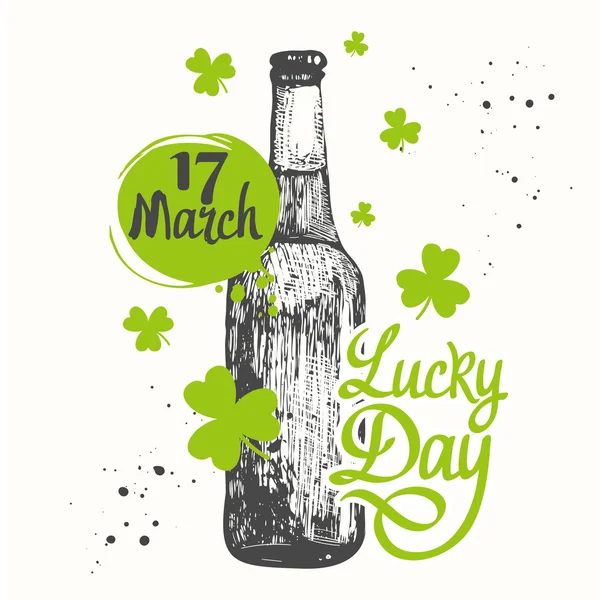 Bierfles voor St. Patrick de dag. — Stockvector