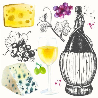 Şarap ayarlayın. Şarap yapımı ürünler