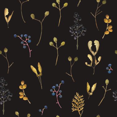 Dikişsiz çiçek deseni. Dal ve çilek ile arka plan.