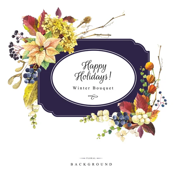 Illustratie met aquarel bloemen. Fijne Feestdagen. — Stockfoto