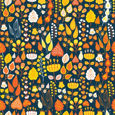 Sorunsuz çiçek ve çiçek arka plan. Komik doodling.