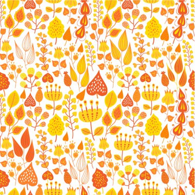 Sorunsuz çiçek ve çiçek arka plan. Komik doodling.