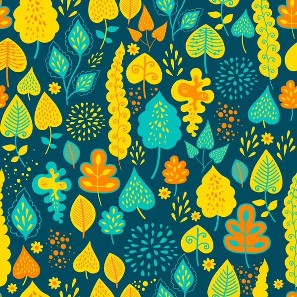 Fondo floral y floral sin costuras. Gracioso garabato . — Vector de stock