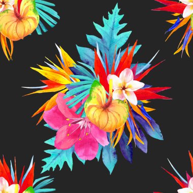 Gerçekçi suluboya çiçekli sorunsuz arka plan.