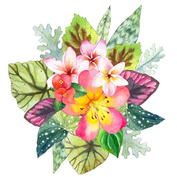 Illustratie met realistische aquarel bloemen. — Stockfoto
