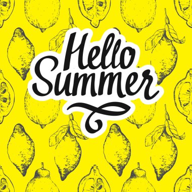 Limon krokisi ile dikişsiz doğa arka plan.