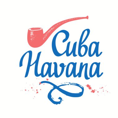 Tütün boru ile vektör çizim. Küba Havana.