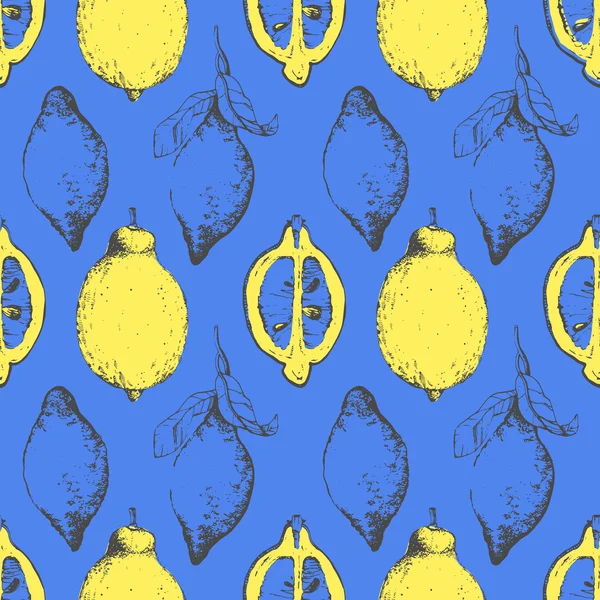 Векторный набросок лимона. Бесшовный природный фон . — стоковый вектор