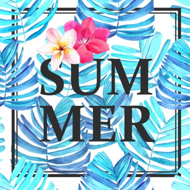 Suluboya tropikal ile sorunsuz arka plan bırakır. Yaz.