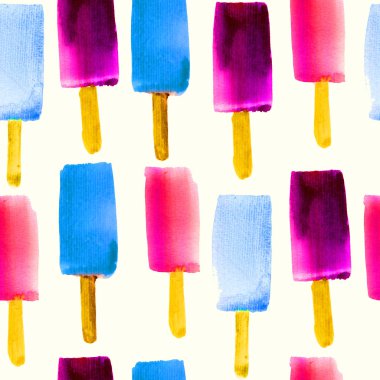 Sopa üzerinde dondurma ile dikişsiz suluboya deseni.