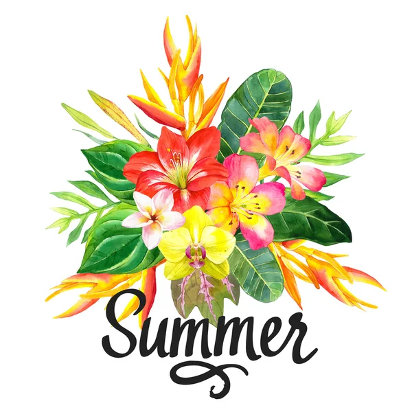 Illustration mit realistischen Aquarellblumen. Sommer. — Stockfoto