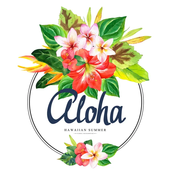 Ilustración con flores de acuarela realistas. Aloha. . — Foto de Stock