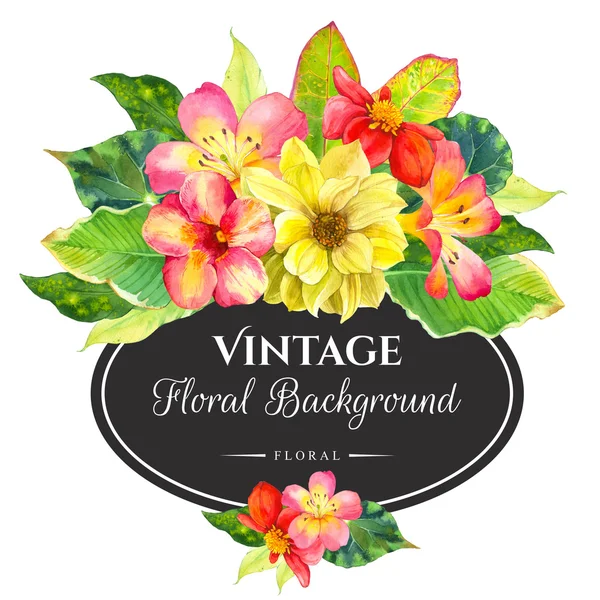 Illustrazione con realistici fiori ad acquerello. Fiori vintage . — Foto Stock