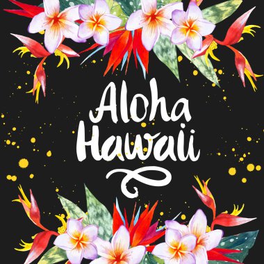 Resimde gerçekçi suluboya çiçekli. Botanik illüstrasyon.