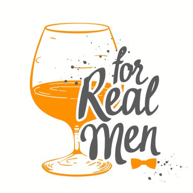 Bir bardak brendi ile vektör illüstrasyon.