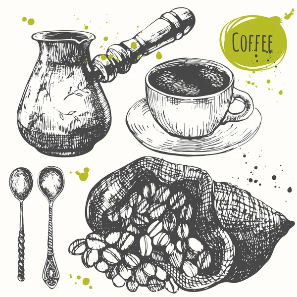 Ilustración vectorial con bebidas de café. Elementos decorativos para su diseño . — Vector de stock