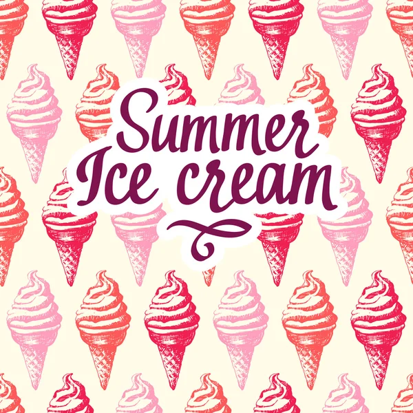 Patrón de comida inconsútil con helado de cono de skecth colorido . — Archivo Imágenes Vectoriales