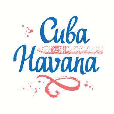 Küba purosu ile vektör illüstrasyon. Küba Havana.