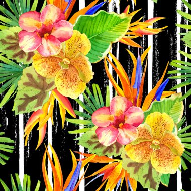 tropikal çiçekler ile sorunsuz arka plan.