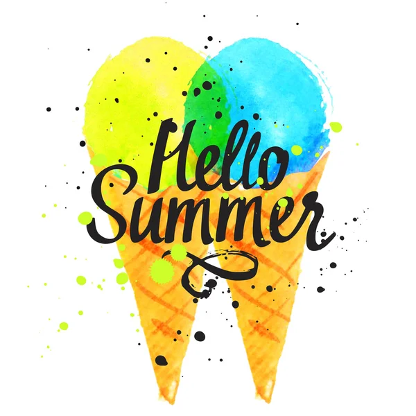 Jégkrém a kúp. Helló, nyár. — Stock Fotó