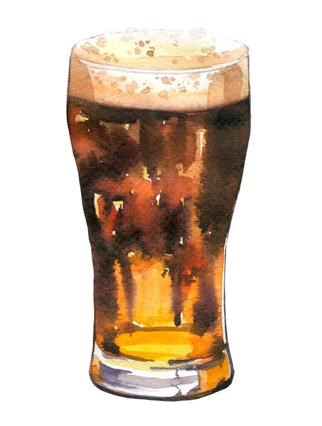 Oktoberfest. Akvarell illustration med glas av stout i pittoresk stil för bar. Drick meny för fest. Affisch för öl. — Stockfoto