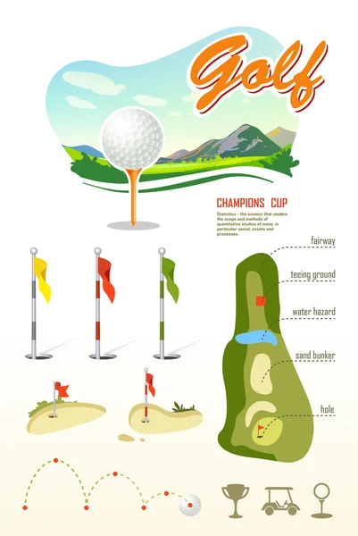 Golf Etiketler ve infographics unsurları — Stok Vektör