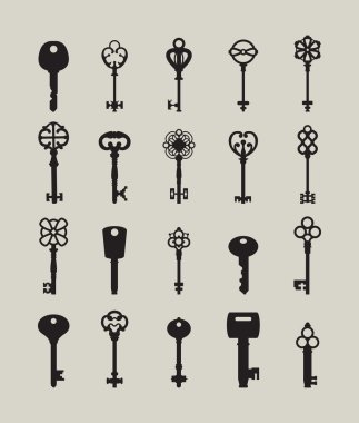 Vintage anahtarları siluetleri