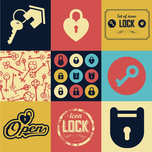 Seamless background of lock icons and keys — Stock Vector