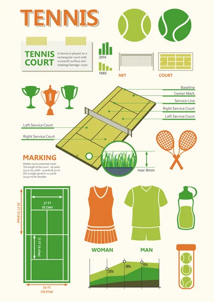 Set van tennis pictogrammen — Stockvector