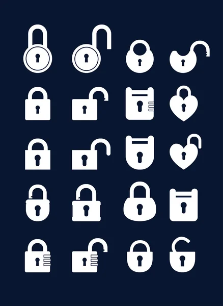 Locks silhouettes set — Stock Vector