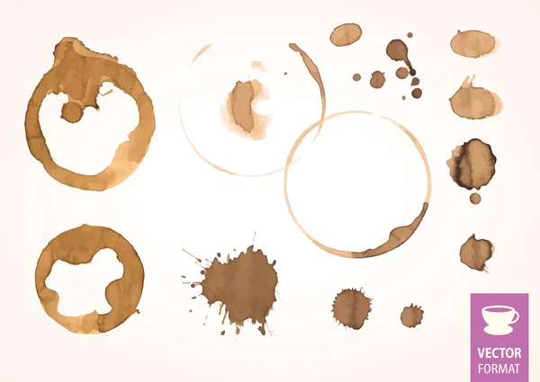 Coffee stains and drops — Stock Vector