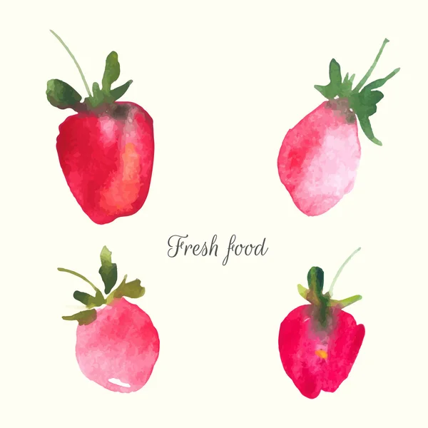 Čerstvé jahody s akvarely — Stockový vektor