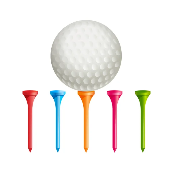 Realistischer Golfball auf Stützen — Stockvektor
