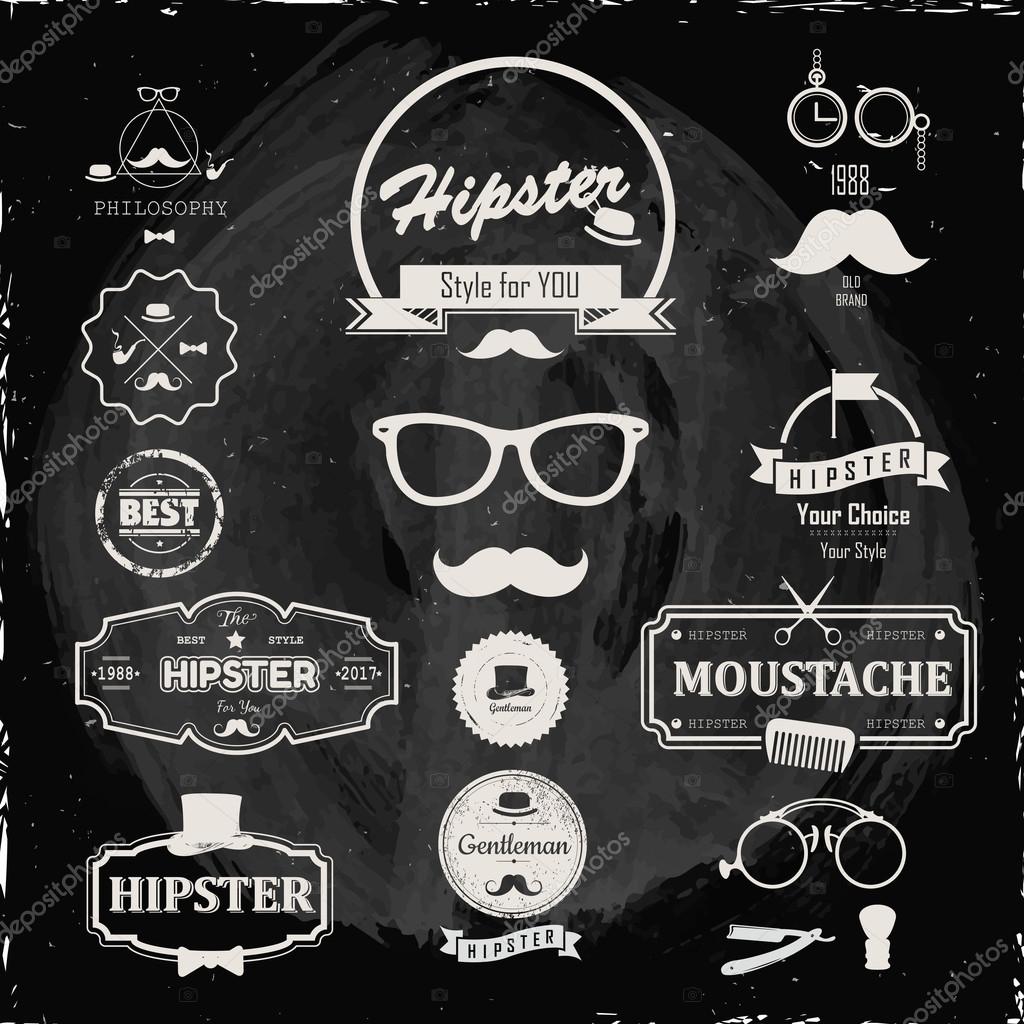 Set of hipster vintage retro Logos and Icons. Simple flat elements and symbols for design.