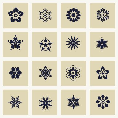 basit çiçek öğeler ve simgeler