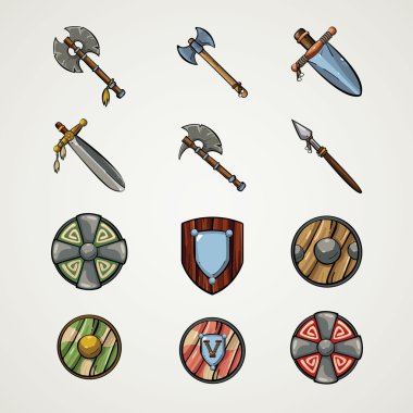 Cartoon Medieval  weapons. clipart