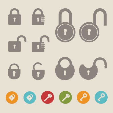 kilitleri siluetleri seti